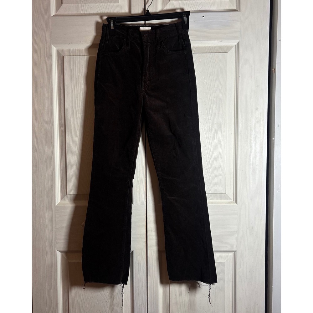 Mother High Waisted Corduroy Raw Hem Pants Dark Brown Size 24